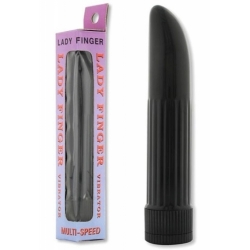 Vibromasseur noir Lady Finger - 13 cm - diam 2,4cm - lisse pour la glisse