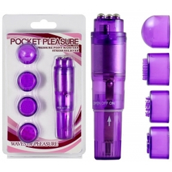 Stimulateur vibrant de poche avec 4 embouts - Pocket Pleasure Violet
